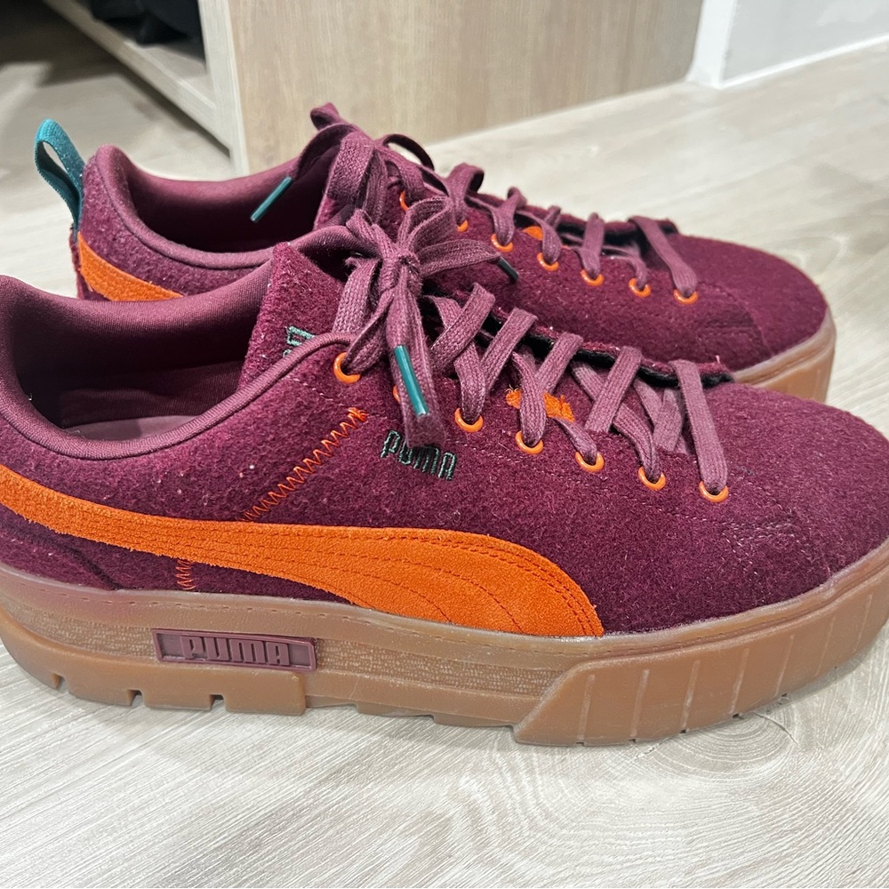 Puma Maroon and Orange Casual Sneakers